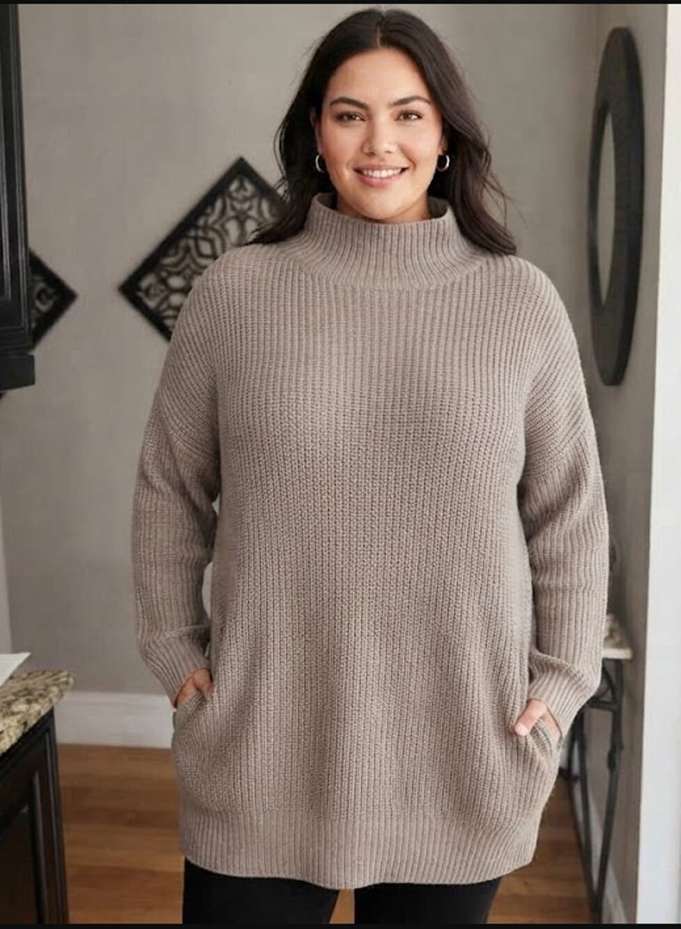 Simply Vera Vera Wang Turtleneck Sweater Plus Size 2X Taupe Gray Ribbed NEW